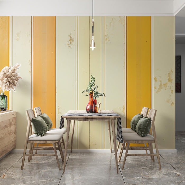 Distressed Pastel Wood Planks Mural Wallpaper | Rustic Chic Vertical Stripes