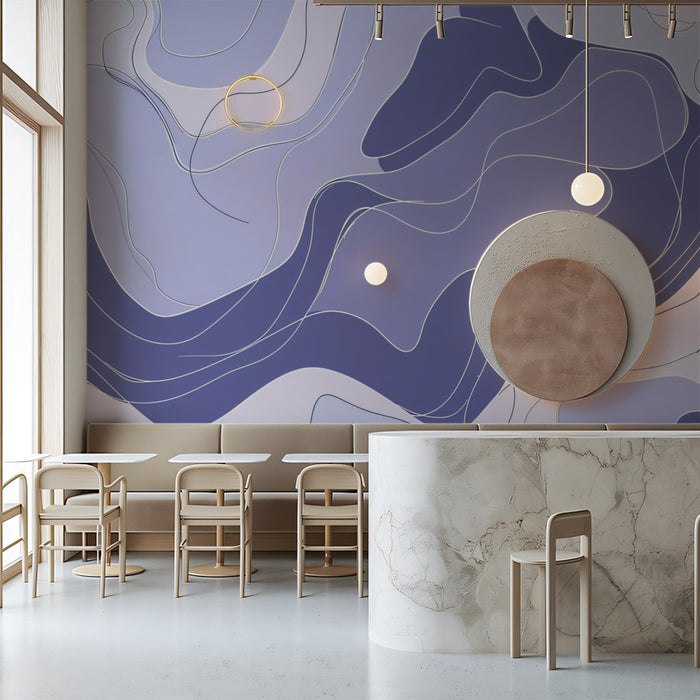 Abstract Purple Swirls Mural Wallpaper | Dynamic Flowing Lines Art