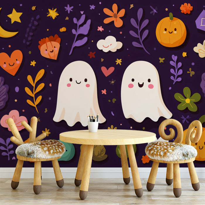 Personaggi di Halloween amichevoli Sfondo | Delizie autunnali spettrali e carine
