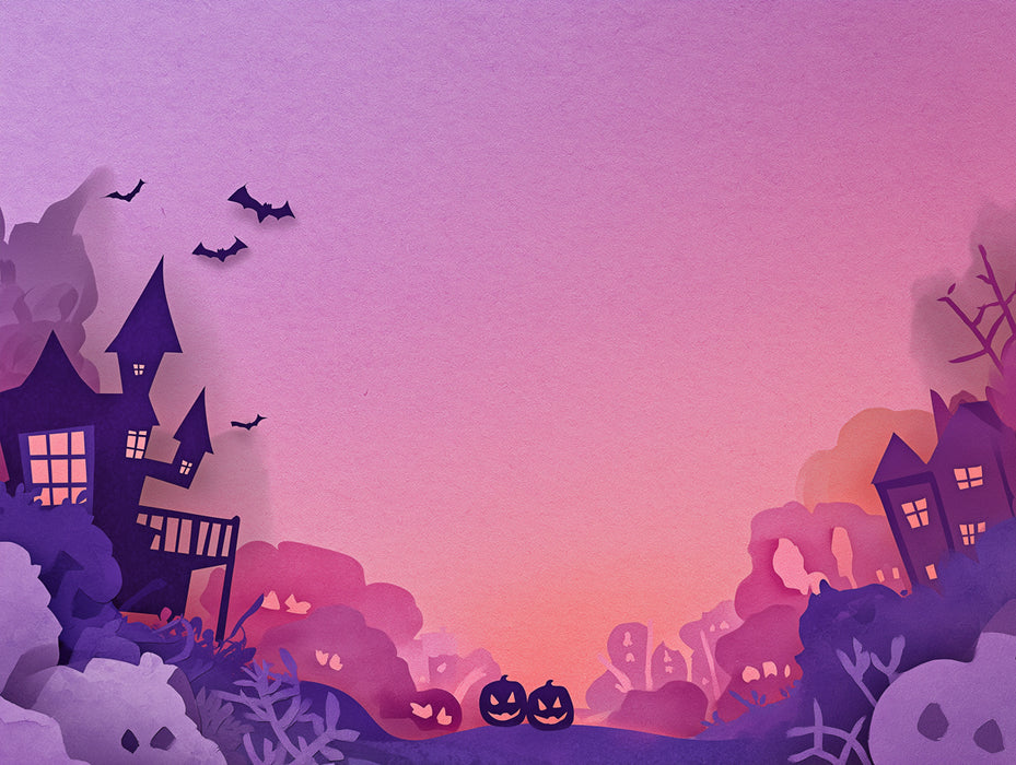 Sfondo con Silhouette Astratta di Halloween | Castelli Inquietanti e Zucche