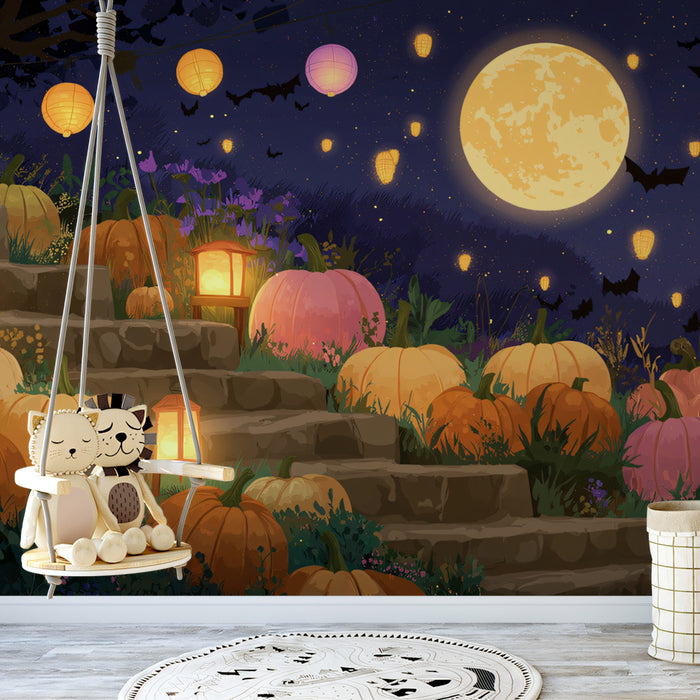 Whimsical Castle Arrival Wallpaper | Girl with Balloons in Dreamy Landscape