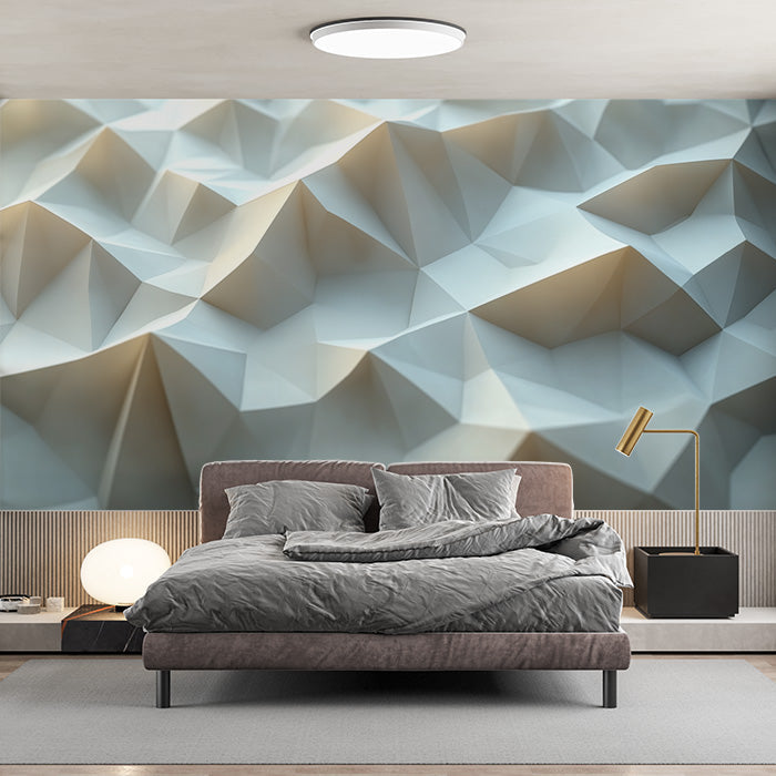 Blue and Gray Geometric Mural Wallpaper | Blue, Gray, and Beige Geometric Pattern