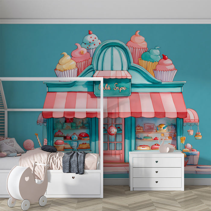 Pastel Cake Shop Exterior Wallpaper | Sweet Treats Emporium