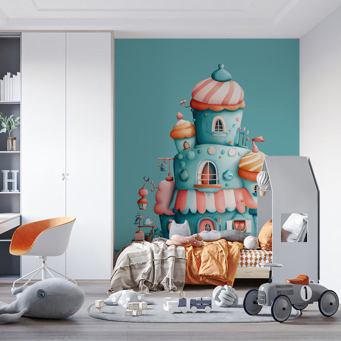 Whimsical Cupcake Tower House Wallpaper | Fantasy Dessert Home