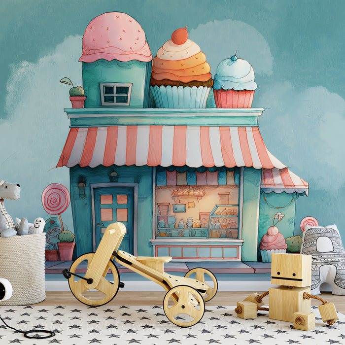 Charming Cupcake Shop Exterior Wallpaper | Sweet Treats Boutique Scene