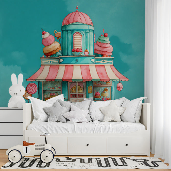 Whimsical Cupcake & Sweet Shop with Dome Wallpaper | Dreamy Confectionery Building
