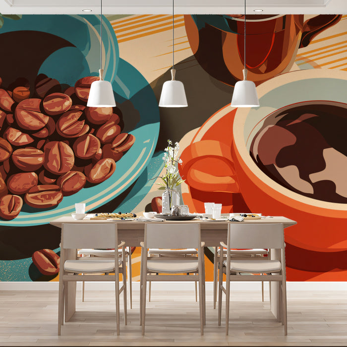 Warm Coffee Moments Wallpaper | Cozy Cafe Still Life with Beans