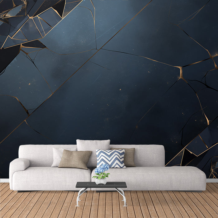 Black and Gold Marble Mural Wallpaper in Living Room | Black and Gold Marble -1