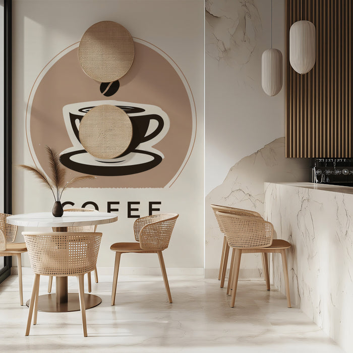 Sfondo con logo vapore di caffè minimalista | Icona del marchio bevande pulita