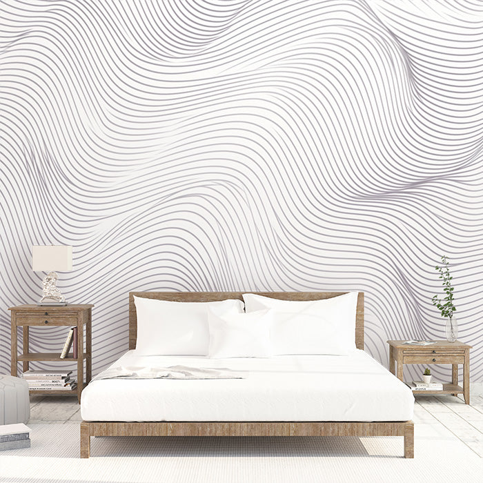 Black and White Swirl Mural Wallpaper in Bedroom | Black and White Swirl -1