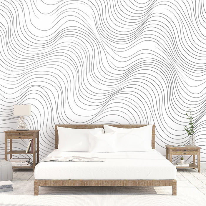 Black and White Swirl Mural Wallpaper in Bedroom | Black and White Swirl -4