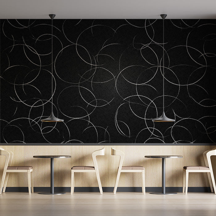 Black and White Circle Mural Wallpaper in Cafe | Black and White Circles