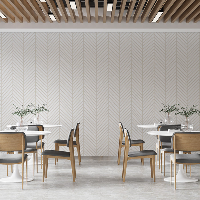 Beige and White Chevron Mural Wallpaper in Cafe | Beige and White Chevron