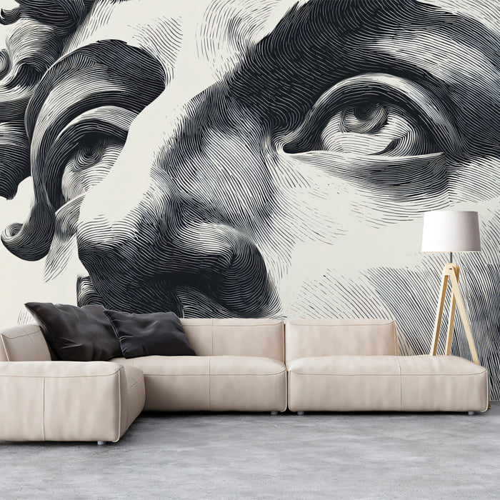 Classical Sculpture Engraving Wallpaper | Timeless Artistic Portrait
