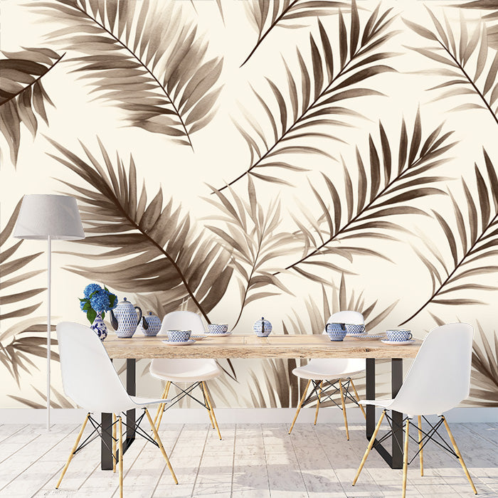 Black and White Palm Leaf Mural Wallpaper in Dining Room | Black and White Palms -2