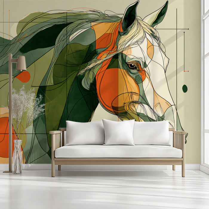 Abstract Horse Head Portrait Wallpaper | Dynamic Geometric Equine Art