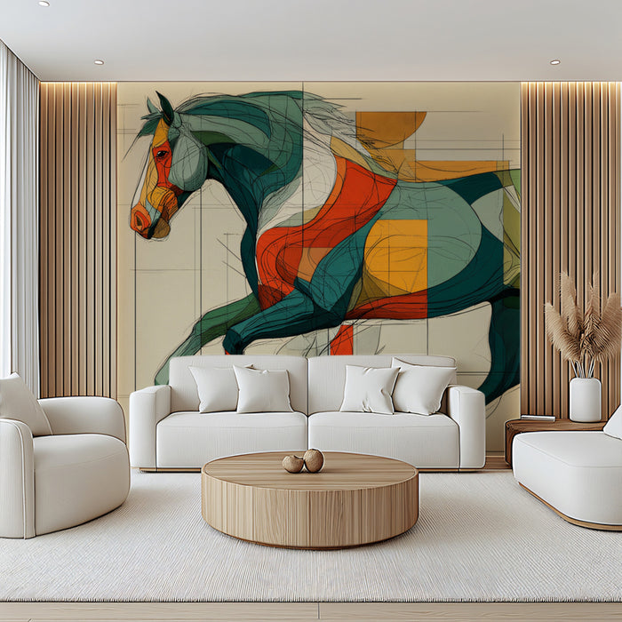 Abstract Horse Gallop Wallpaper | Dynamic Geometric Equine Movement Art
