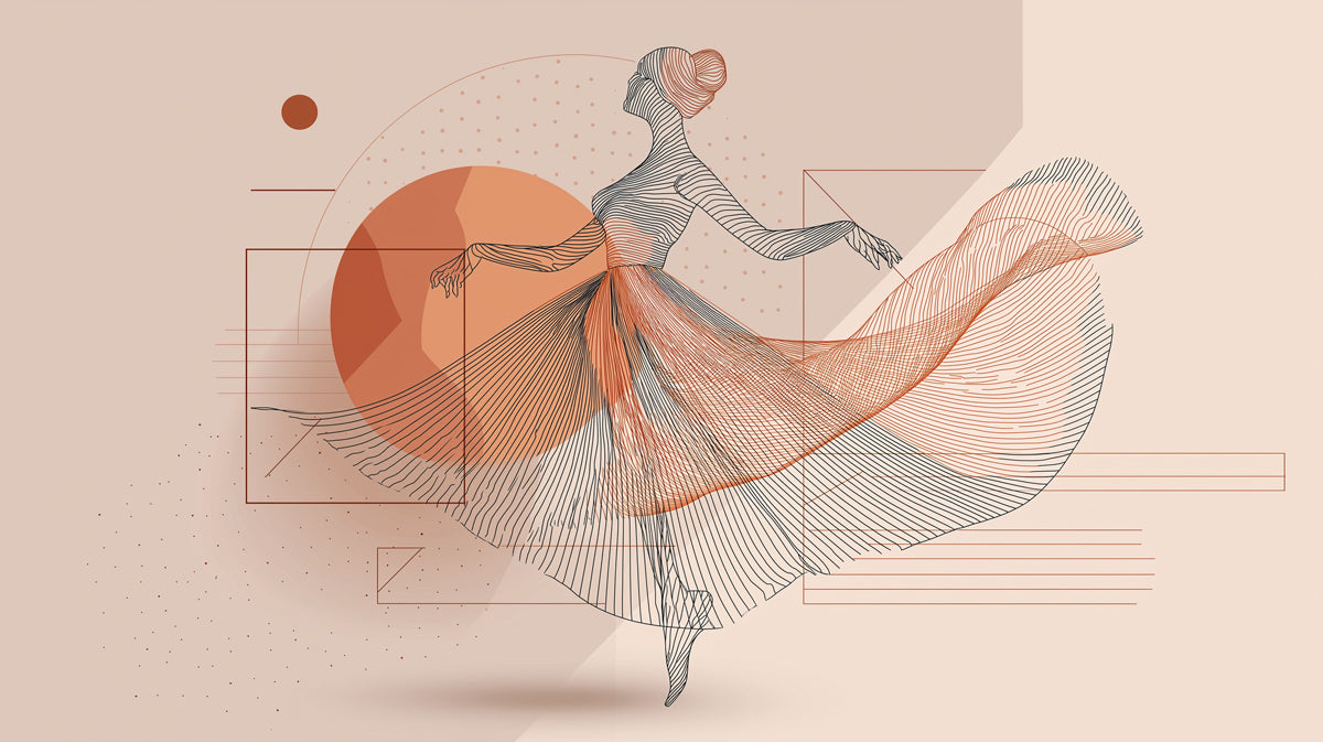 Carta da parati con ballerina capricciosa | Arte astratta di abito fluente