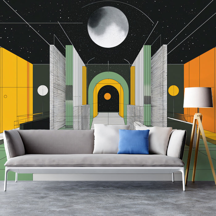 Abstract Cosmic Gateway Wallpaper | Mystical Architectural Dreamscape
