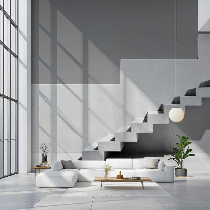Minimalist Abstract Staircase Wallpaper | Modern Architectural Study