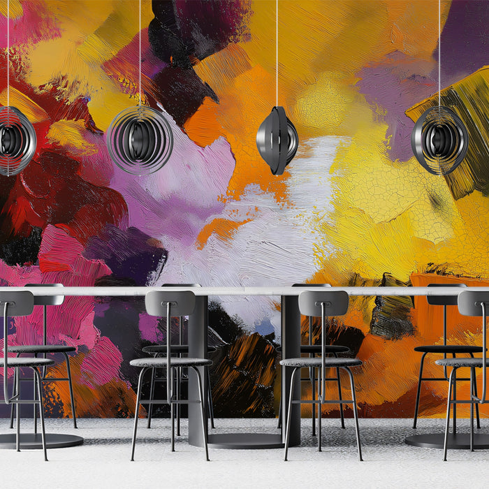 Abstract Golden Hues Wallpaper | Energetic Textured Paint Art