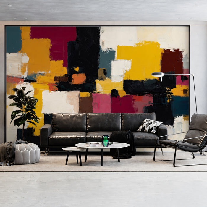 Abstract Modern Blocks Wallpaper | Bold Geometric Composition