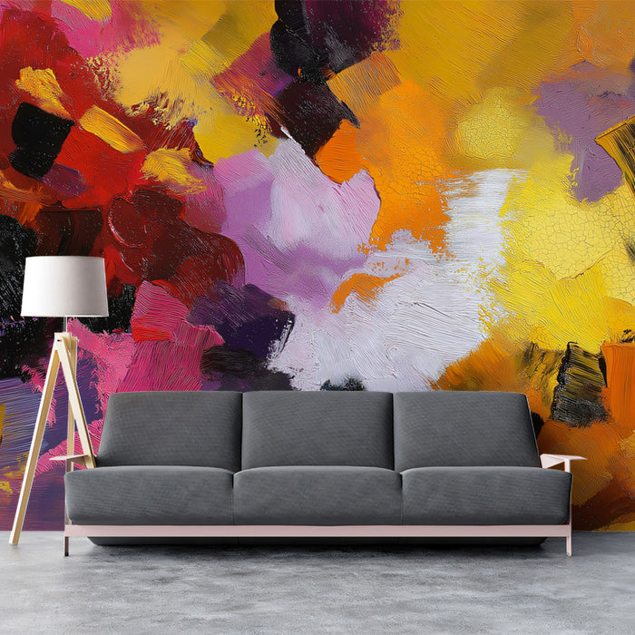 Abstract Expressive Brushstrokes Wallpaper | Vibrant Textured Art