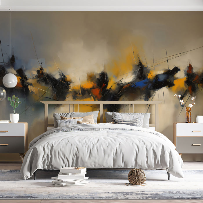 Abstract Contemplative Landscape Wallpaper | Soft Hues & Dynamic Lines