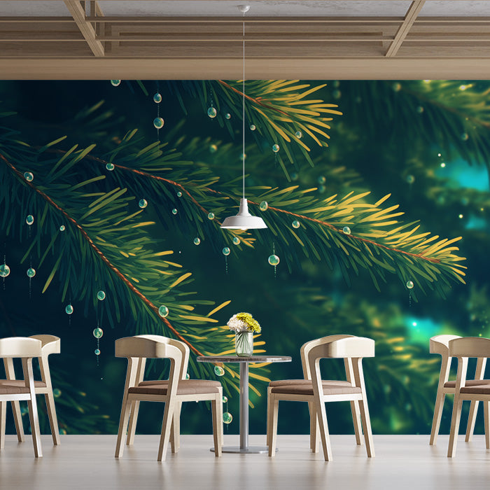 Green Palm Leaf Mural Wallpaper in Cafe | Various Shades of Green Palm -6