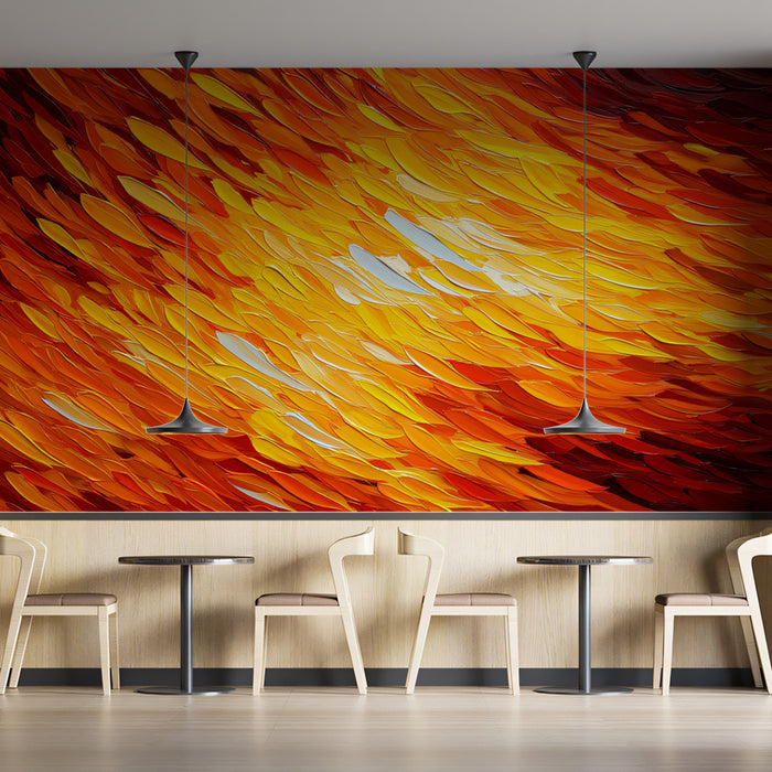 Abstract Fiery Texture Flow Wallpaper | Vibrant Impasto Art