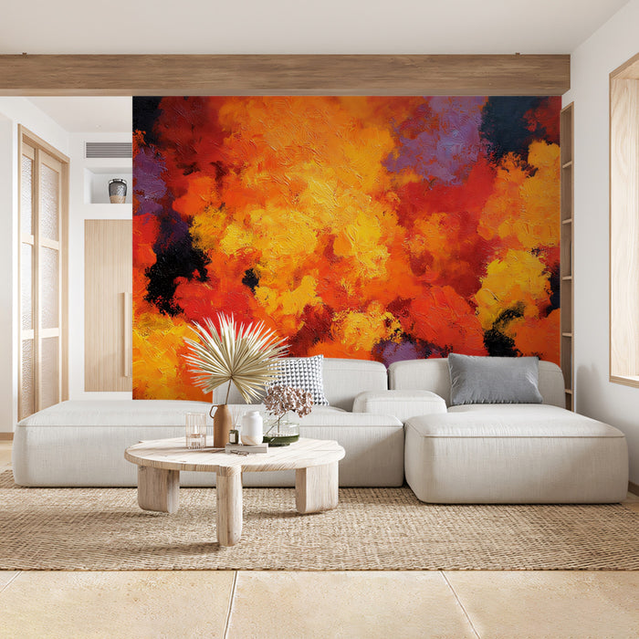 Abstract Fiery Landscape Wallpaper | Vibrant Textured Paint Art