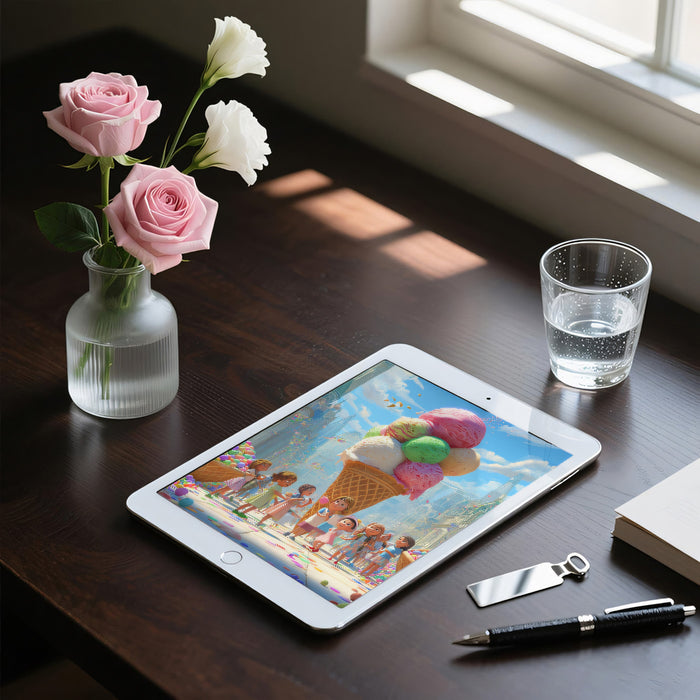 Carta da parati murale per festa a tema cono gelato gigante | Festival di dolci golosi e fantastici