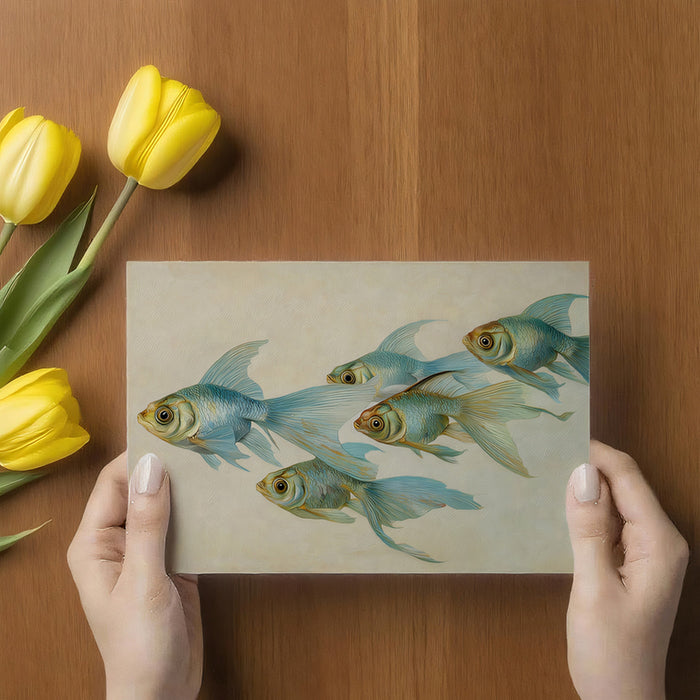 Floating Fish Dreamscape Mural Wallpaper | Surreal Painting with Blue Koi