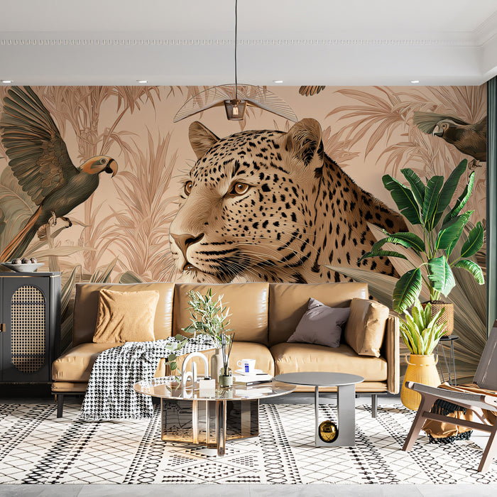 Serene Leopard in Jungle Mural Wallpaper | Classic Safari Wildlife Art