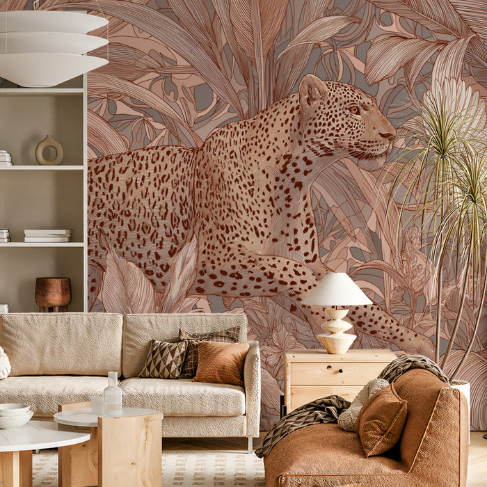 Ethereal Leopard in Jungle Mural Wallpaper | Dreamy Monochrome Safari Scene