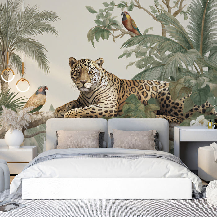 Majestic Leopard in Jungle Mural Wallpaper | Classic Safari Wildlife Art