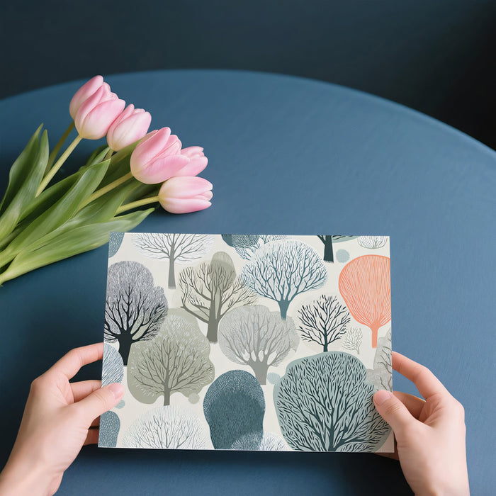 Motivo astratto di alberi nordici | Paesaggio forestale stilizzato