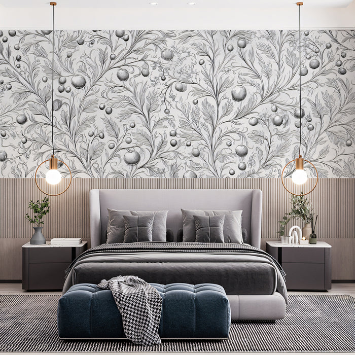 Orchard Branch Mural Wallpaper | Classic Black & White Botanical
