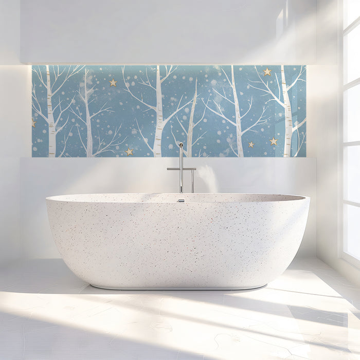 Whimsical Birch Forest Mural Wallpaper | Starry Winter Scene
