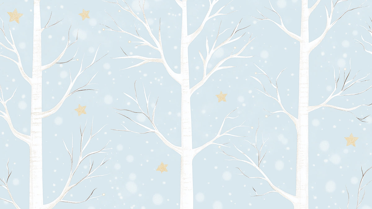 Carta da parati con foresta invernale stellata | Cielo blu capriccioso