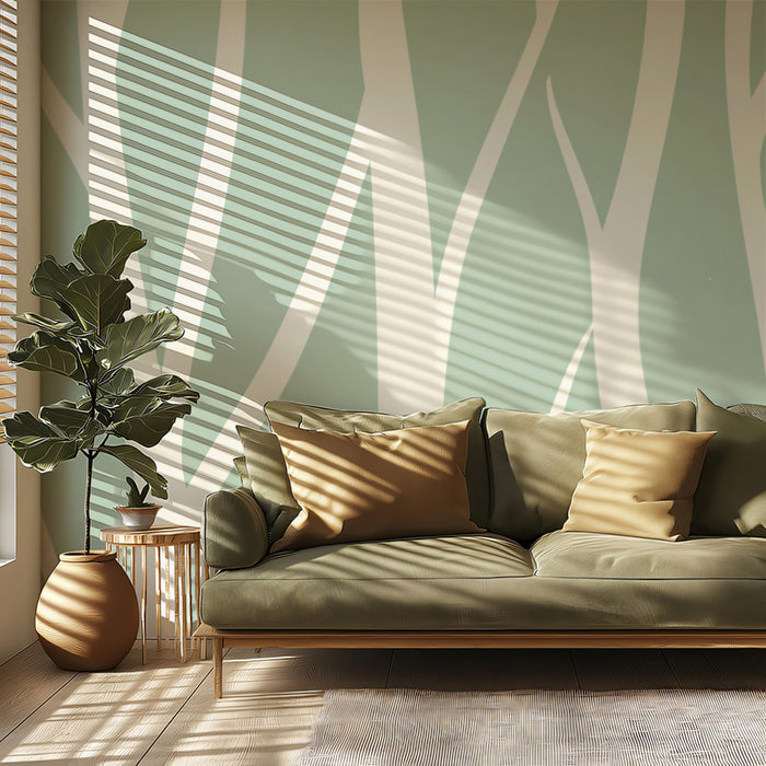 Minimalist Twig Mural Wallpaper | Modern Natural Pattern