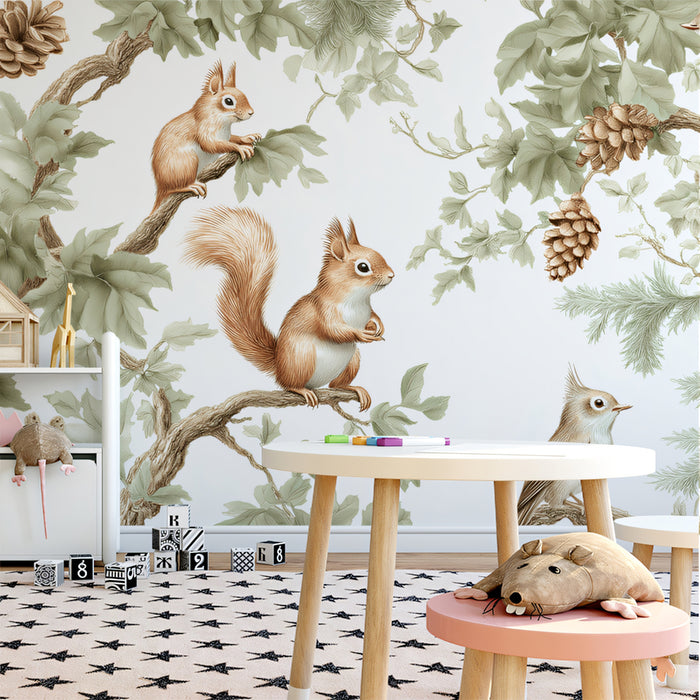 Woodland Critters Mural Wallpaper | Charming Forest Scene