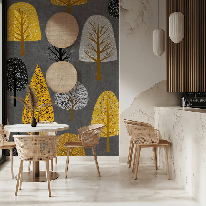 Autumn Grove Mural Wallpaper | Chic Scandinavian Design