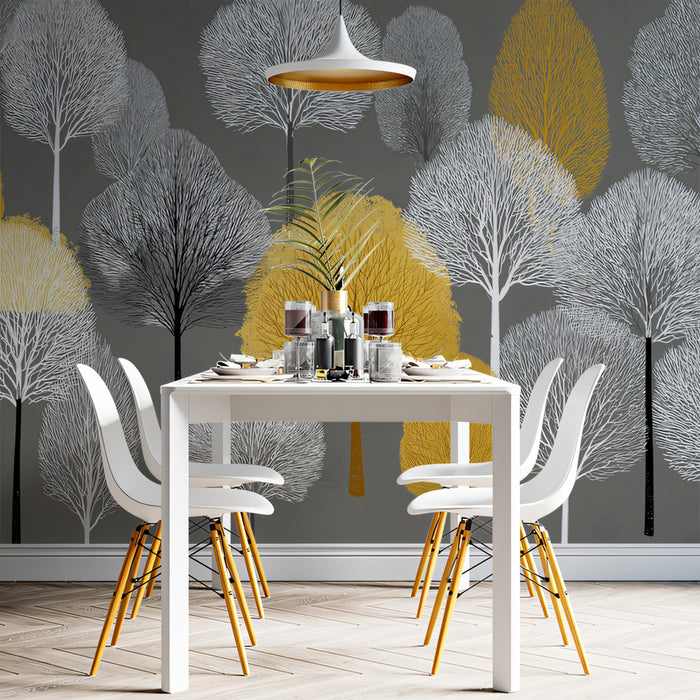 Autumn Grove Mural Wallpaper | Chic Scandinavian Design