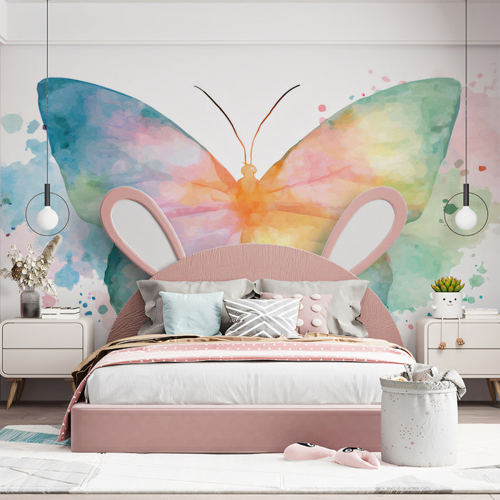 Luminous Watercolor Butterfly Mural Wallpaper | Modern Art