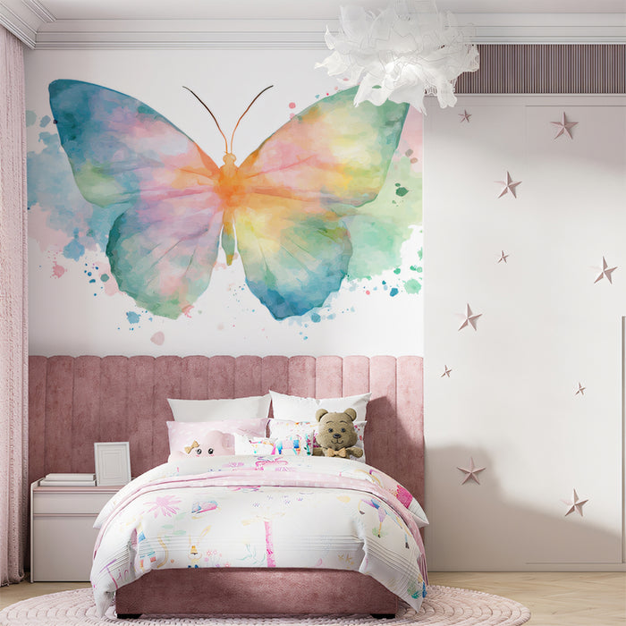 Luminous Watercolor Butterfly Mural Wallpaper | Modern Art