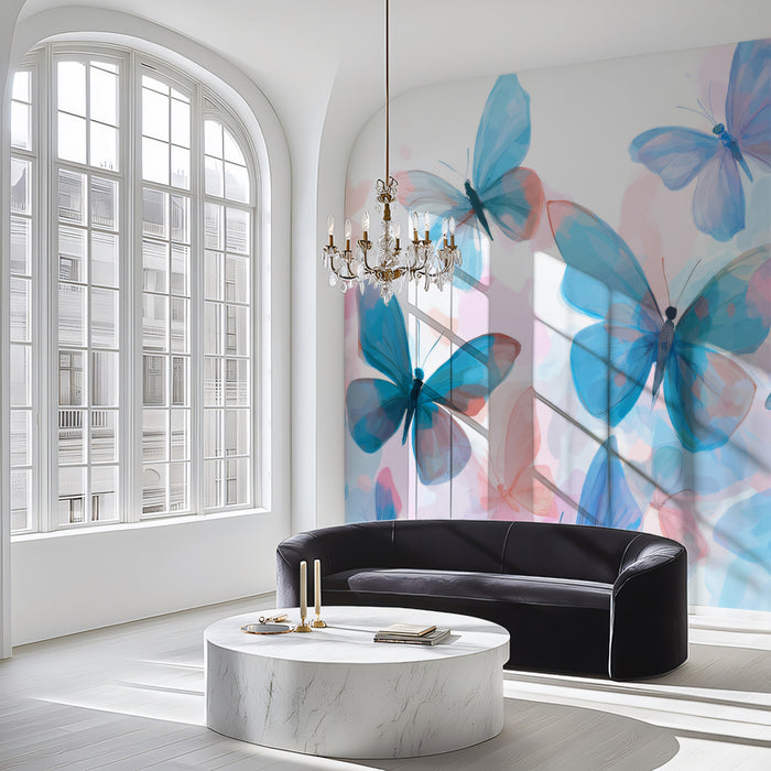 Dreamy Butterfly Swarm Mural Wallpaper | Pastel Watercolor Art
