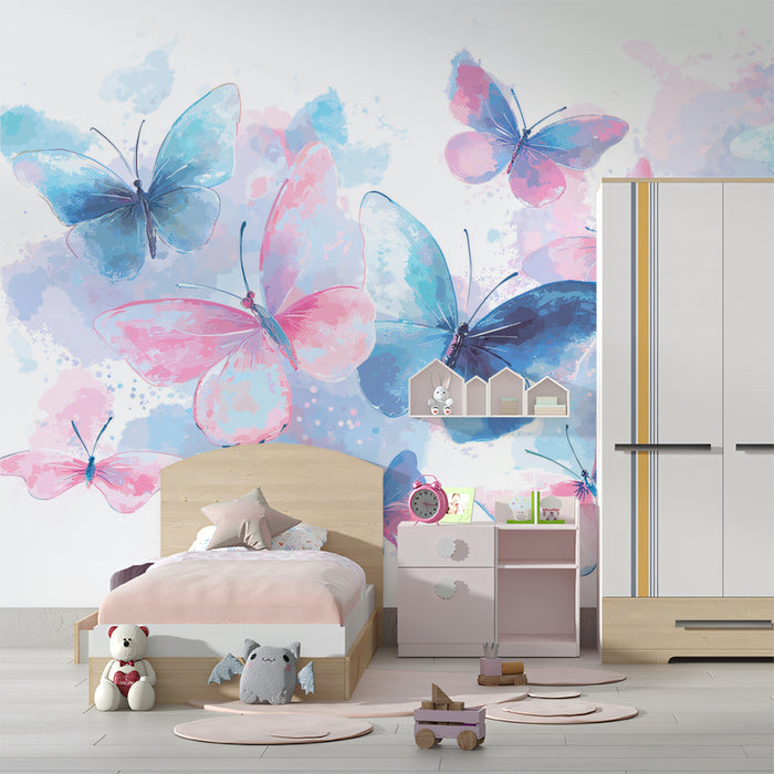 Butterfly Swarm Mural Wallpaper | Watercolor Art