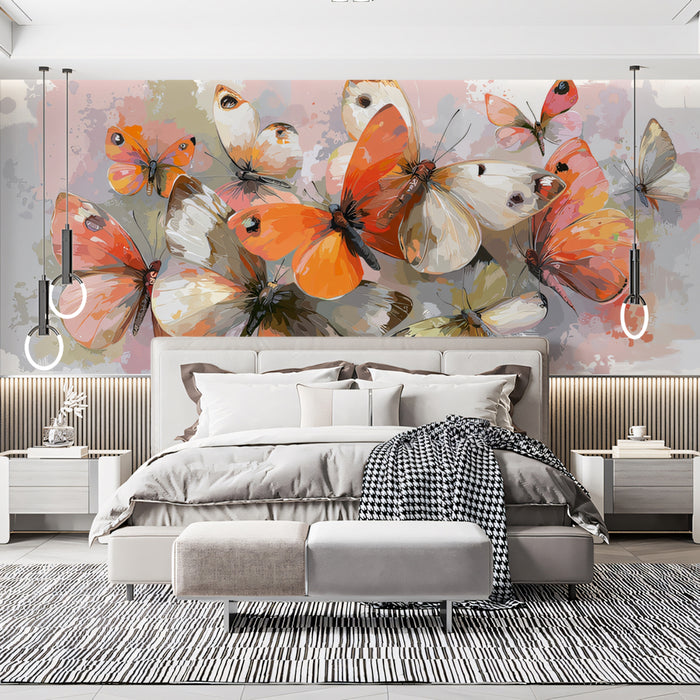 Abstract Butterfly Swarm Mural Wallpaper | Painterly Art