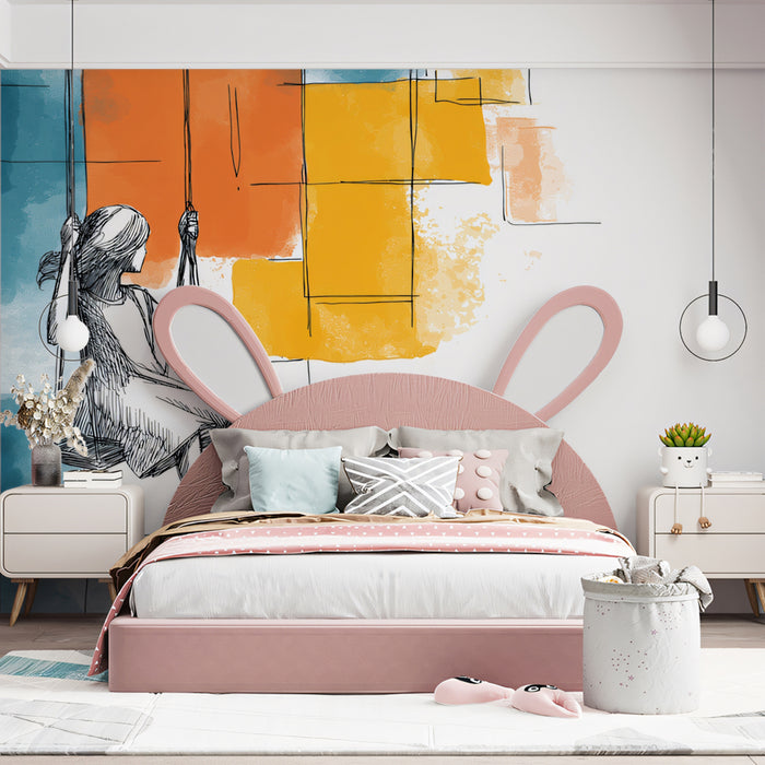 Urban Swing Mural Wallpaper | Modern Abstract Art
